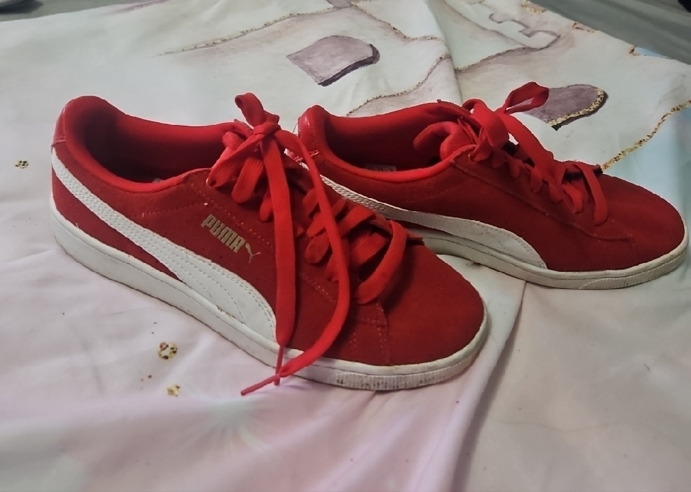 Puma Vibrant Red Suede Shoes - Picture 2 of 3